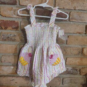 Infant Girls Summer Seersucker Cupcake Dress W/Matching Shorts